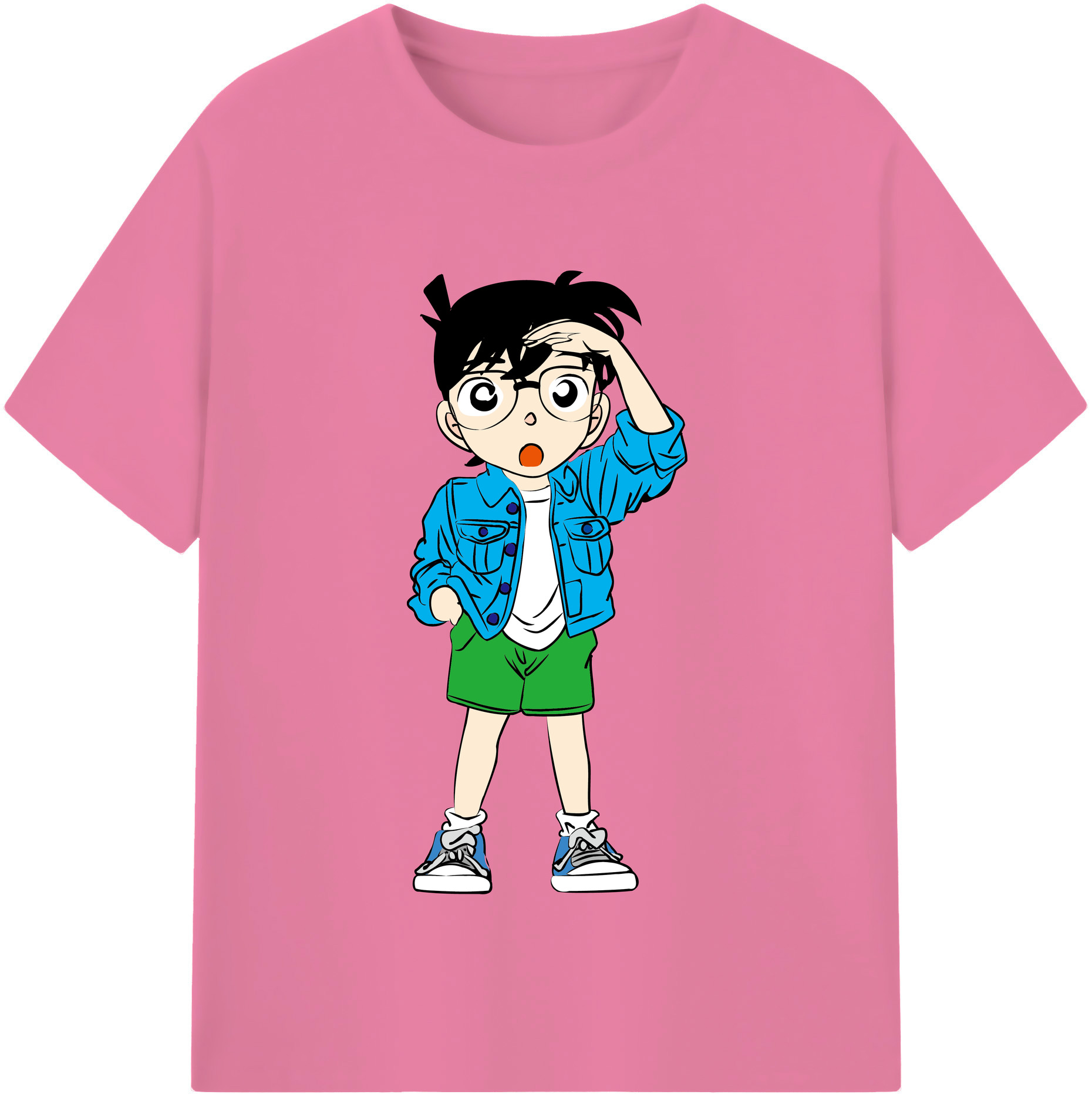 （画像用） 名探偵コナン 江戸川 コナン Detective Conan Conan Edogawa 綿100％半袖Tシャツ（フロントプリント）